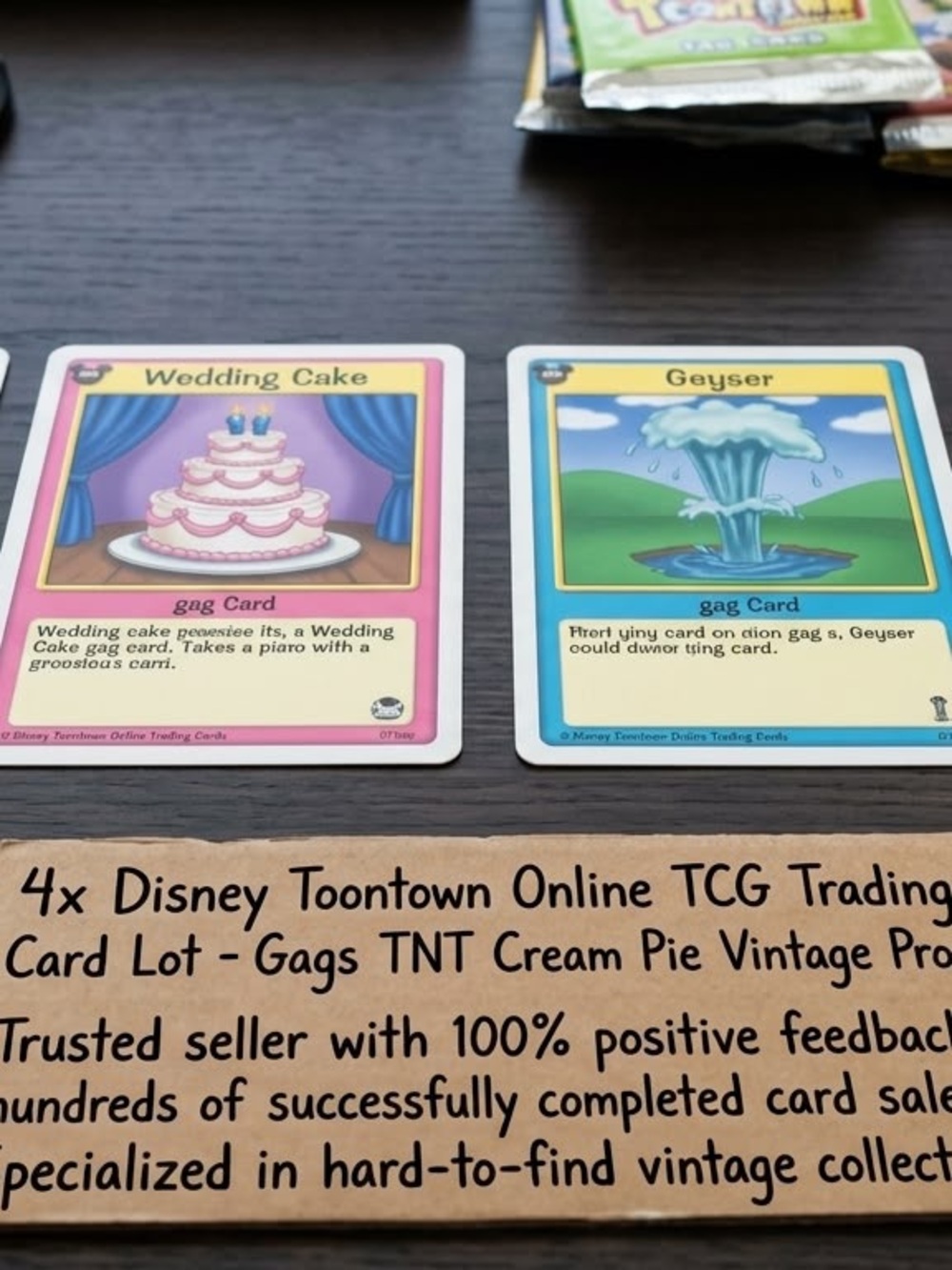 Lot 16 - Disney Toontown Online TCG Card Lot 4x Gags TNT Cream Pie Vintage Promo